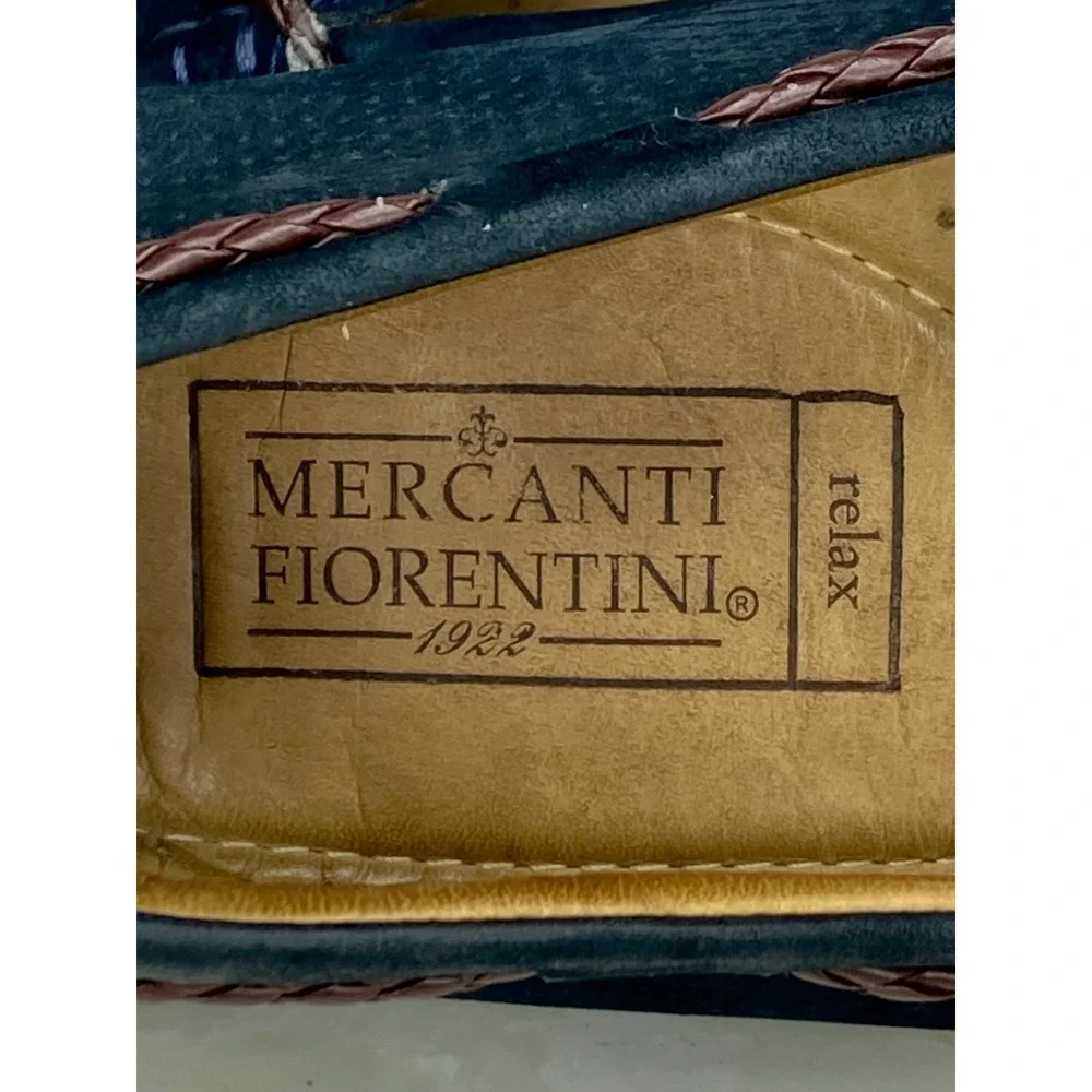 Mercanti Fiorentini Perforated Leather Driving Loafers Mens Navy  Preppy Shoe
